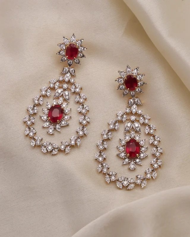 women's vintage earrings-Diamond Long Earrings