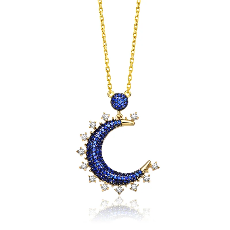 women's statement necklaces-La Lune Golden Moon Necklace