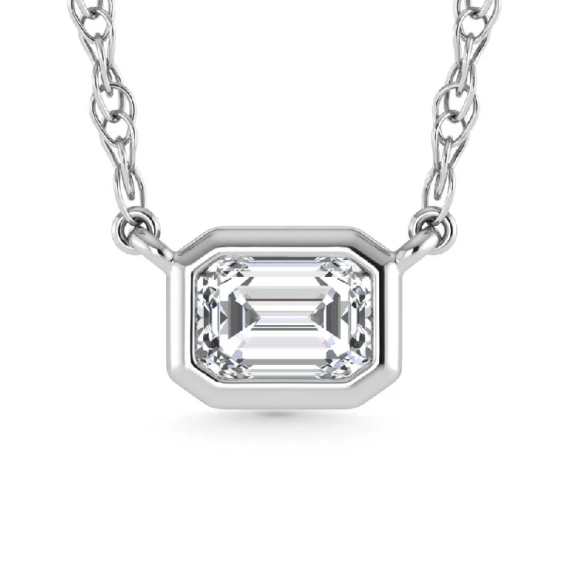 women's crystal necklaces-14K White Gold Lab Grown Diamond 1/2 Ct.Tw. Emerald  Shape Solitaire Necklace - 16 inches