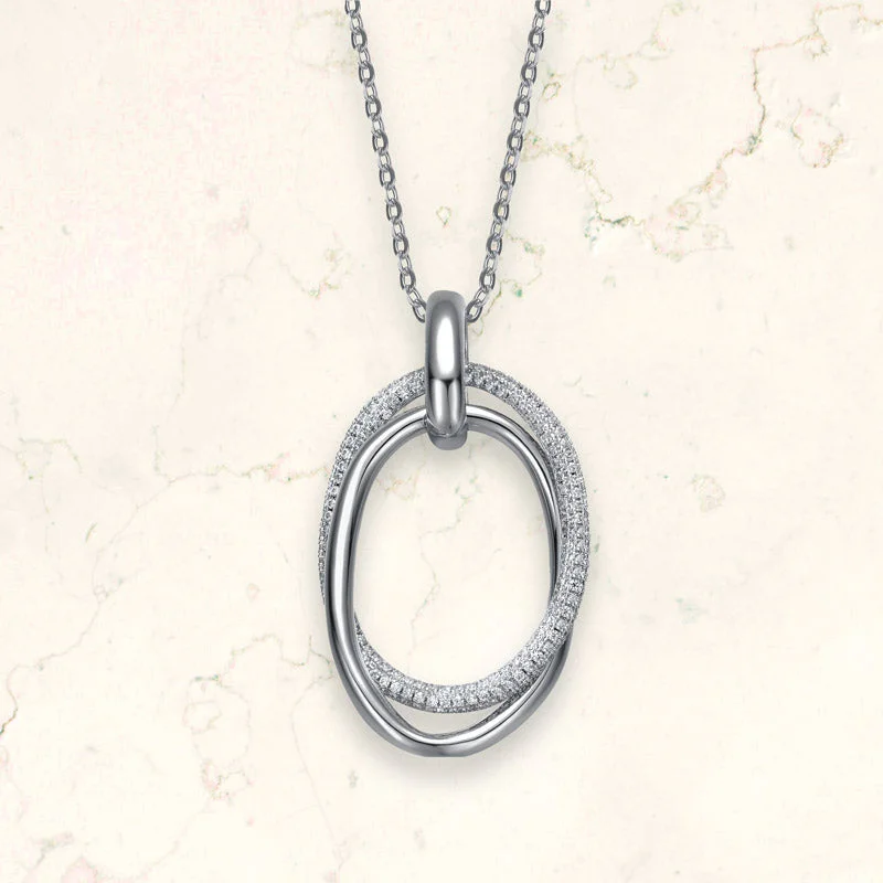 women's symbolic necklaces-Vilette Eternity Circle CZ Pendant Necklace