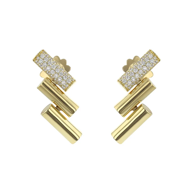 women's crystal hoop earrings-18K Domino Yellow Gold and Diamond Accent Earrings