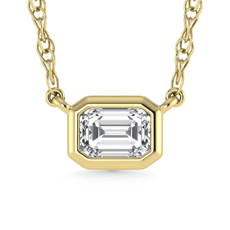 women's love necklaces-14K Yellow Gold Lab Grown Diamond 1/2 Ct.Tw. Emerald  Shape Solitaire Necklace - 16 inches