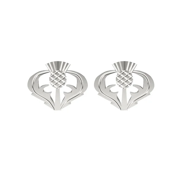 women's glamorous earrings-Thistle Stud Earrings In Silver