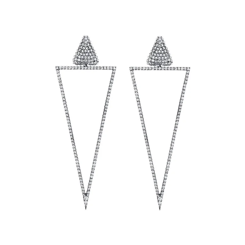 women's drop earrings-18K Diamond and Triangle Shaped Earrings