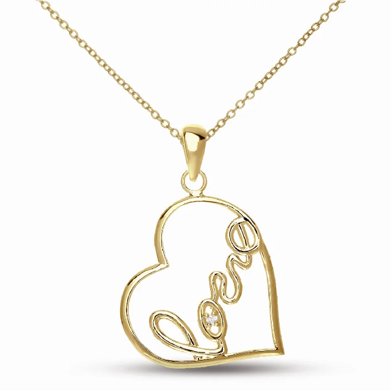 women's bar necklaces-Classy " Love " Heart Shape Pendant Necklace