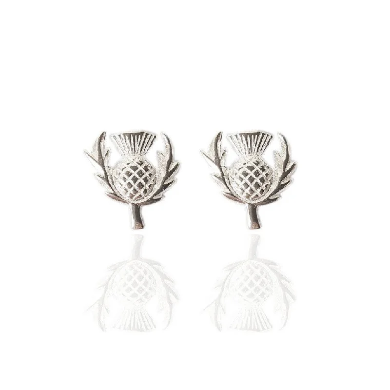 women's classic hoop earrings-Wee Thistle Studs in Silver