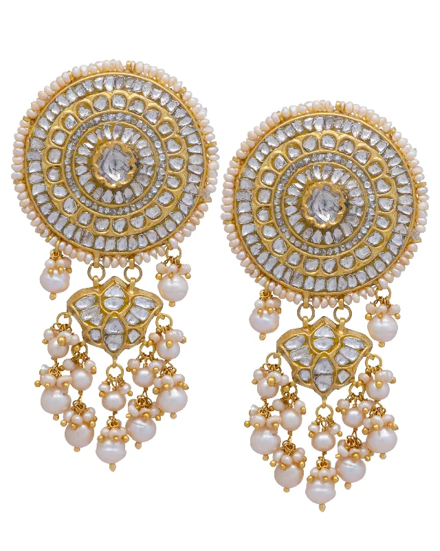 women's oval earrings-Shaina Polki Long Earrings