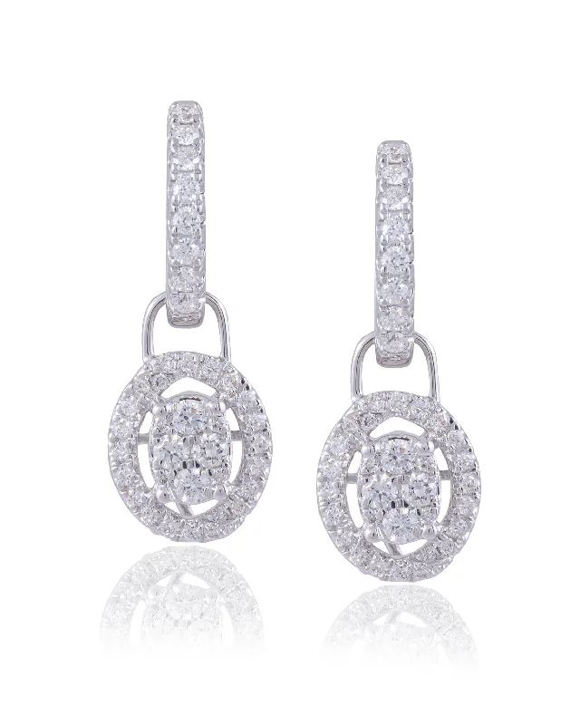 women's high-end earrings-Diamond Long Earrings