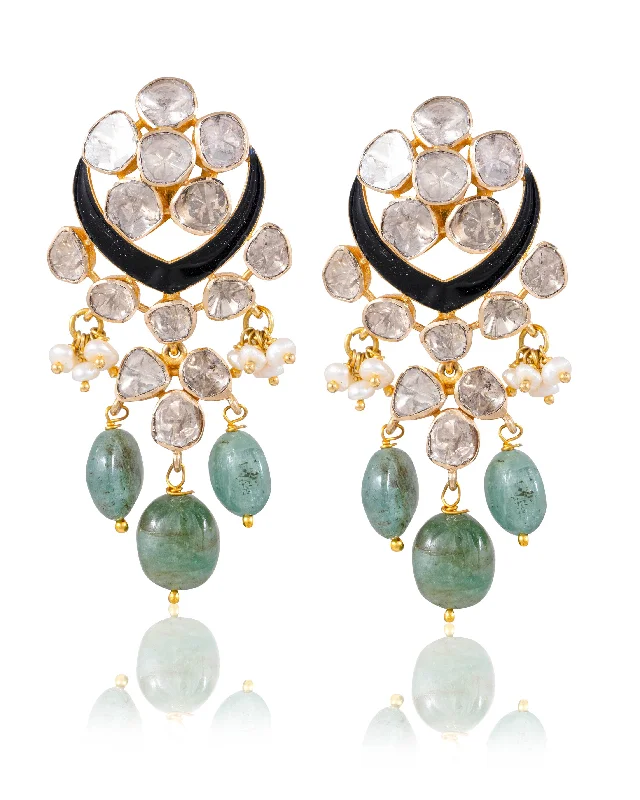 women's luxury stud earrings-Sophia Polki Long Earrings