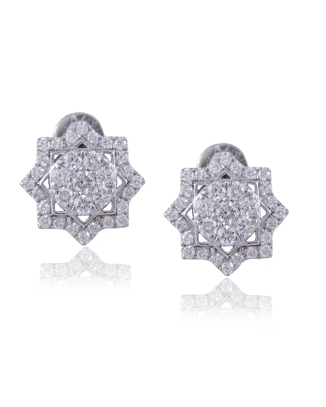 women's trendy earrings-Diamond Long Earrings