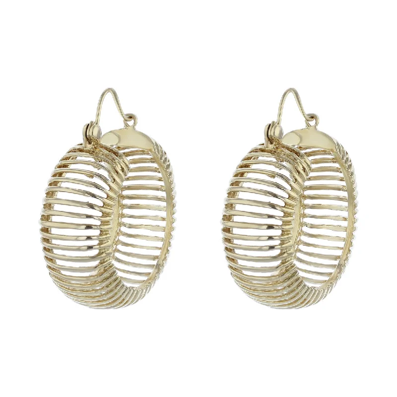 women's simple hoop earrings-14K Yellow Gold Open Wire Hoop Earrings