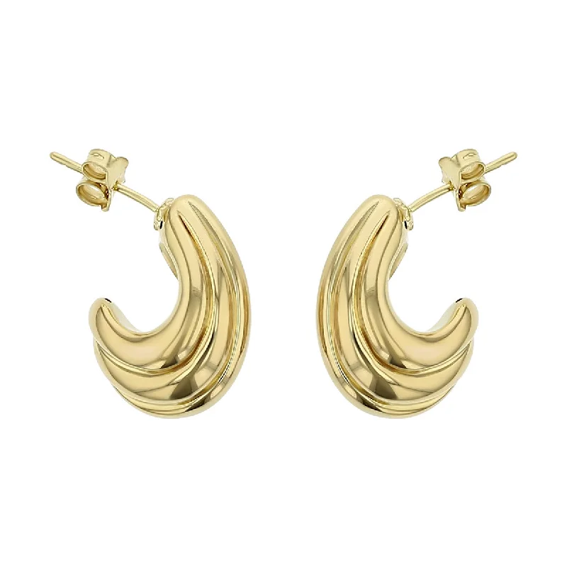 women's long dangling earrings-14K Yellow Gold Hollow J-Hoop Earrings