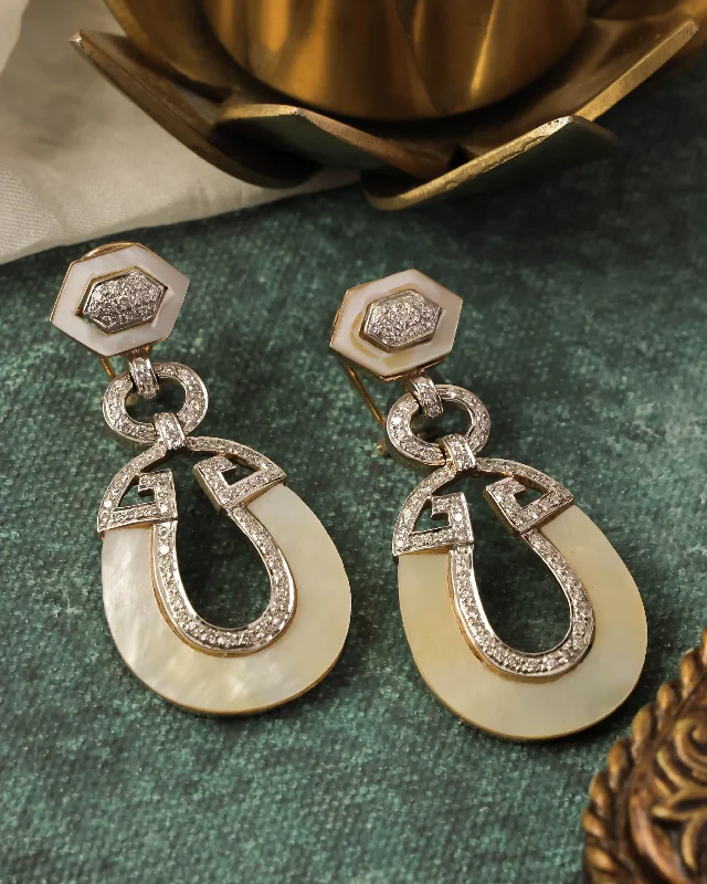 women's gold earrings-Diamond Long Earrings