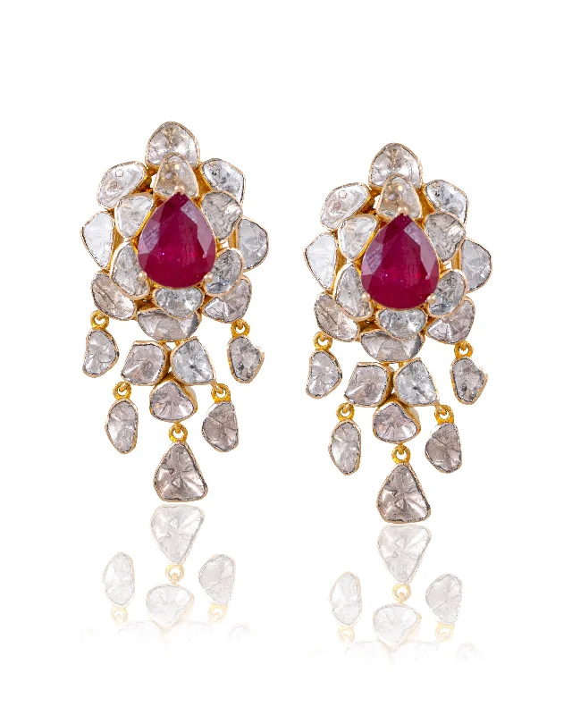 women's diamond hoop earrings-Diksha Polki Long Earrings