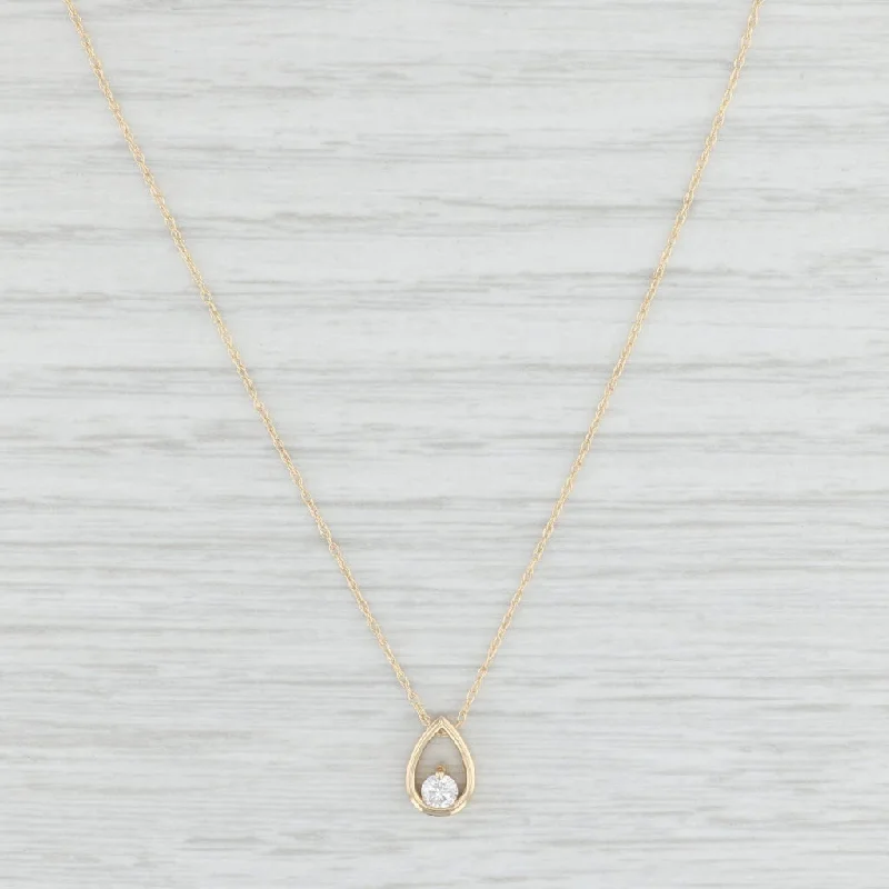 women's pendant necklaces-New 0.10ct Diamond Teardrop Pendant Necklace 14k Yellow Gold 18"