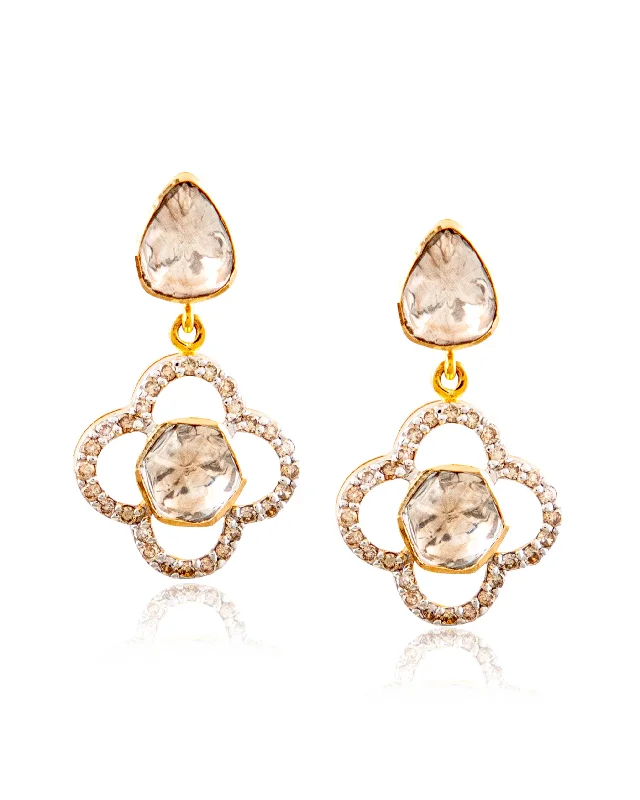 women's flower stud earrings-Maitreyi Polki And Diamond Long Earrings