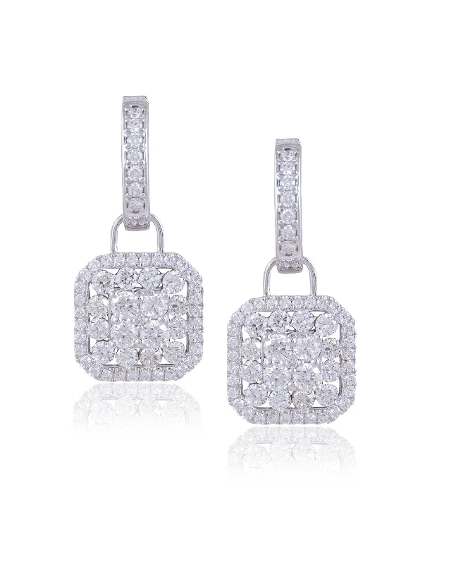 women's mixed metal earrings-Diamond Long Earrings