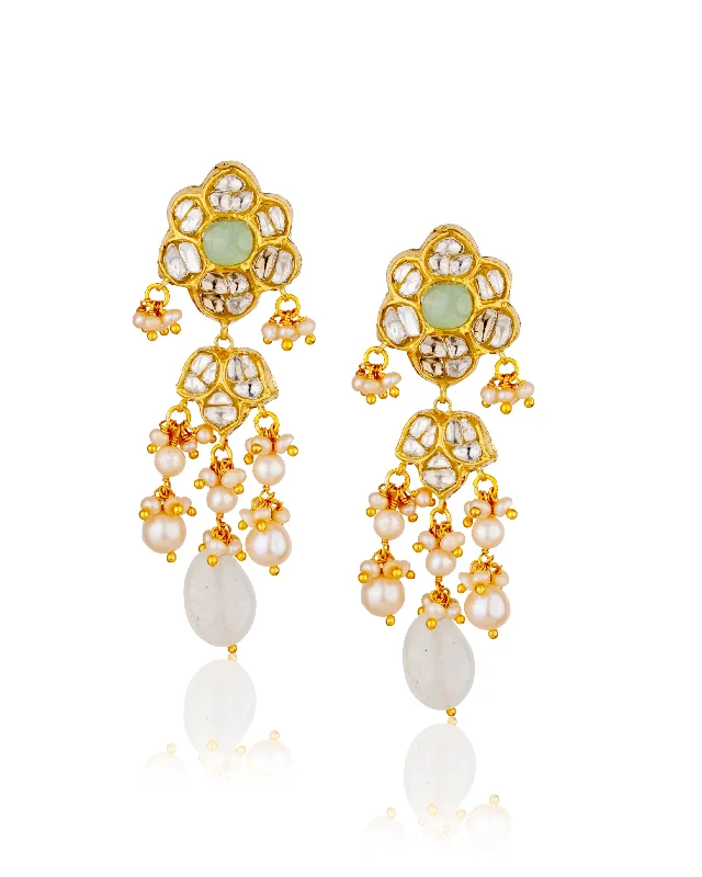 women's statement earrings-Aahana Polki Long Earrings