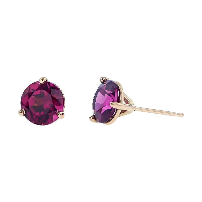 women's diamond halo earrings-14K Rose Gold Rhodolite Garnet Stud Earrings