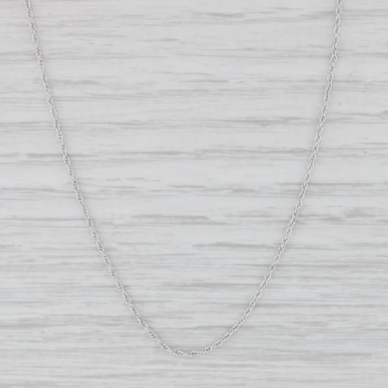 women's engraved necklaces-Fine Rope Chain Necklace 14k White Gold 16" 1mm