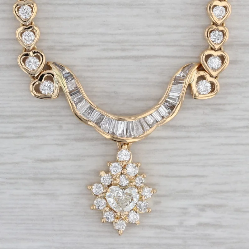 women's elegant necklaces-1.60ctw Diamond V Necklace 18k Yellow Gold 17" Herringbone Chain