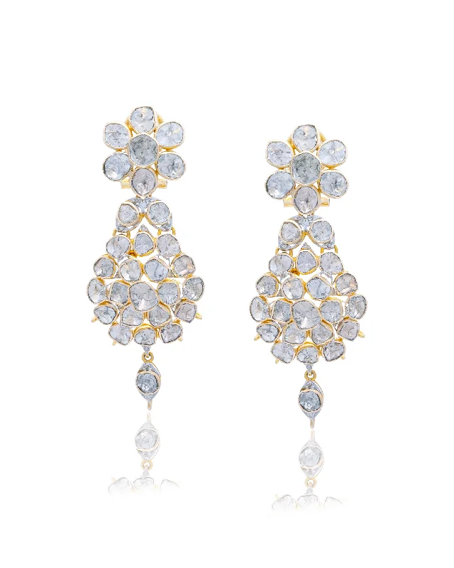 women's elegant stud earrings-Latika Polki And Diamond Long Earrings