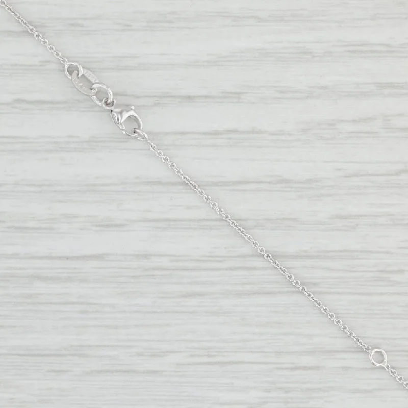 women's charm necklaces-New Round Cable Chain Necklace 14k White Gold 16-18" 1mm Adjustable