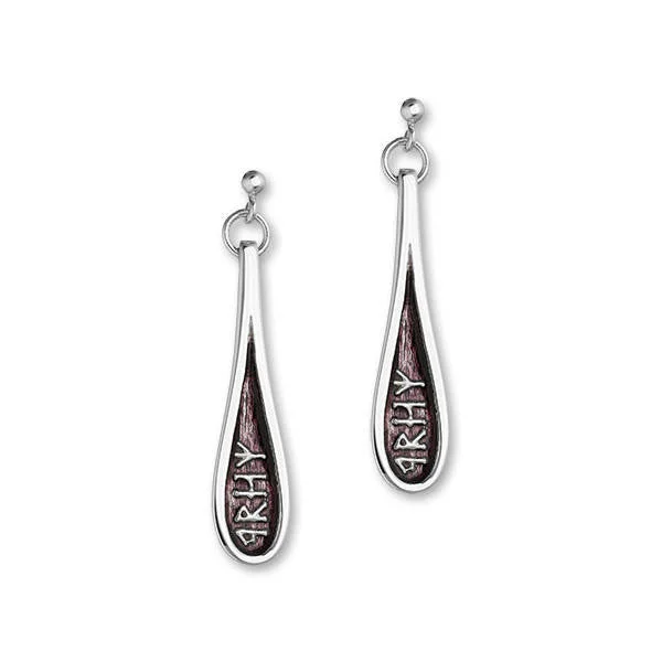 women's bridal earrings-Tear Drop Enamelled Runic Dream Drop Earrings