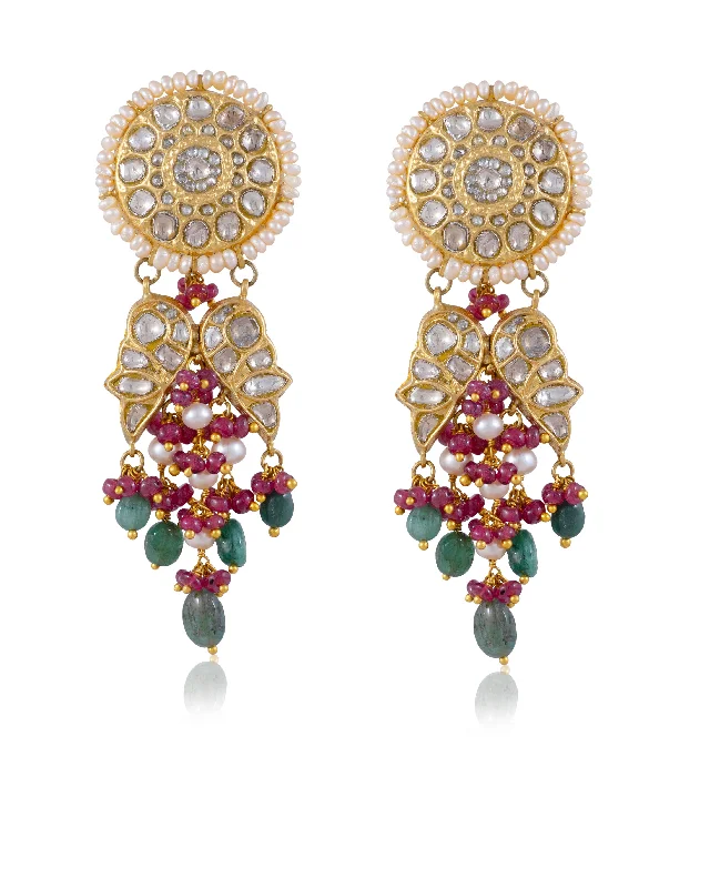 women's dangle earrings-Zoya Polki Long Earrings