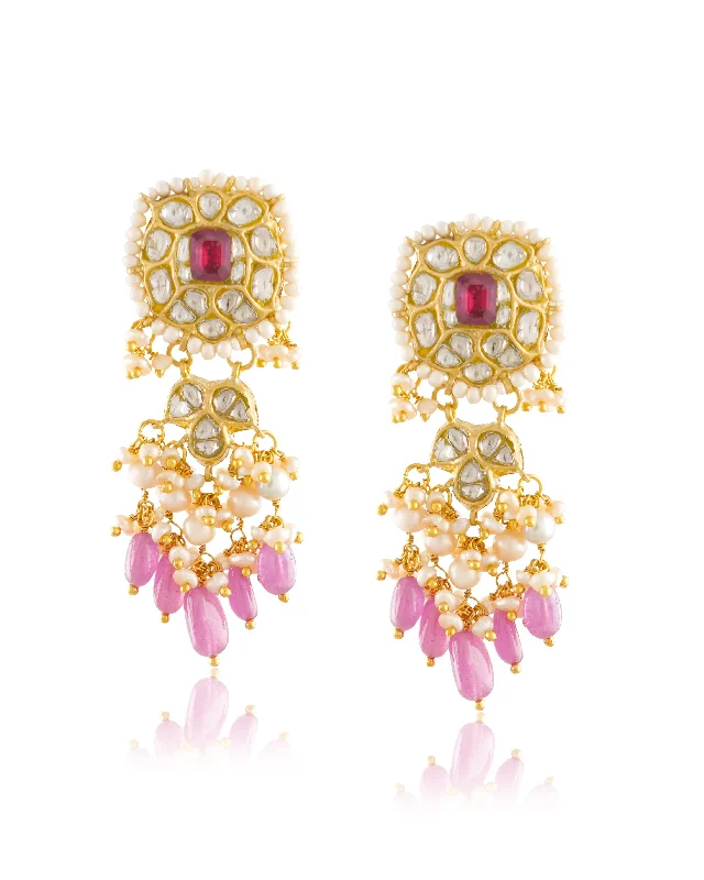 women's chandelier earrings-Liv Polki Long Earrings