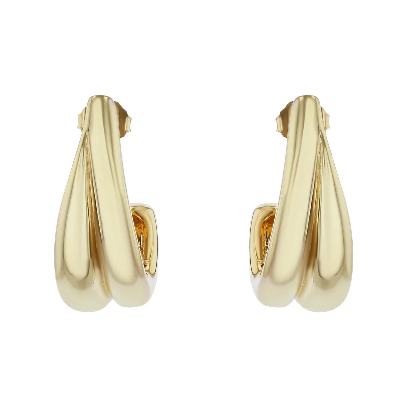 women's long drop earrings-14K Yellow Gold J Hoop Earrings