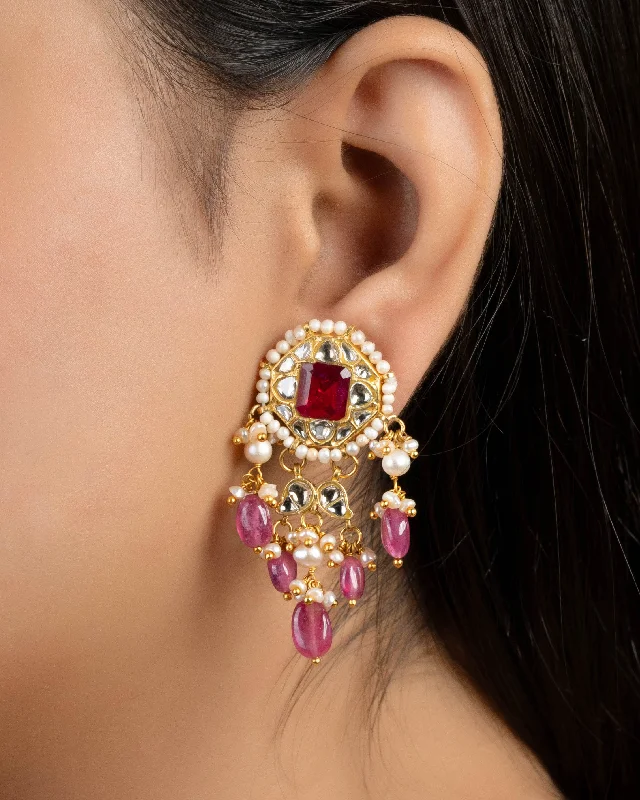 women's drop earrings-Sneha Polki Long Earrings