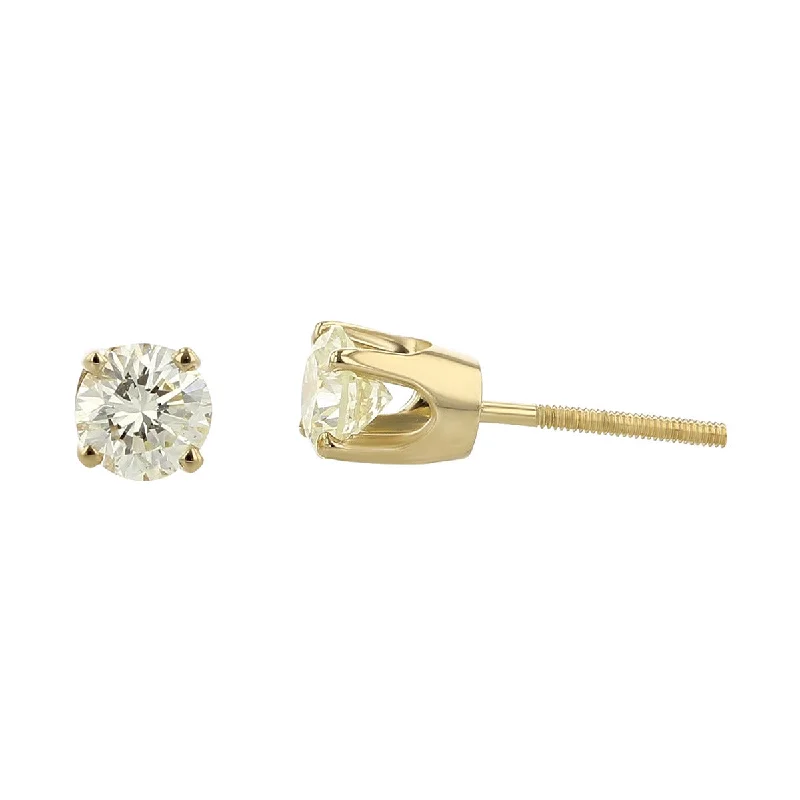 women's high-end earrings-14K Round Brilliant-Cut Diamond Stud Earrings