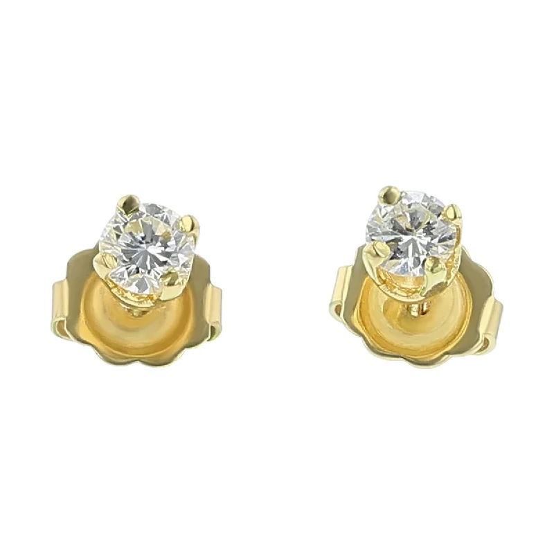 women's silver hoop earrings-14K Yellow Gold Diamond Stud Earrings