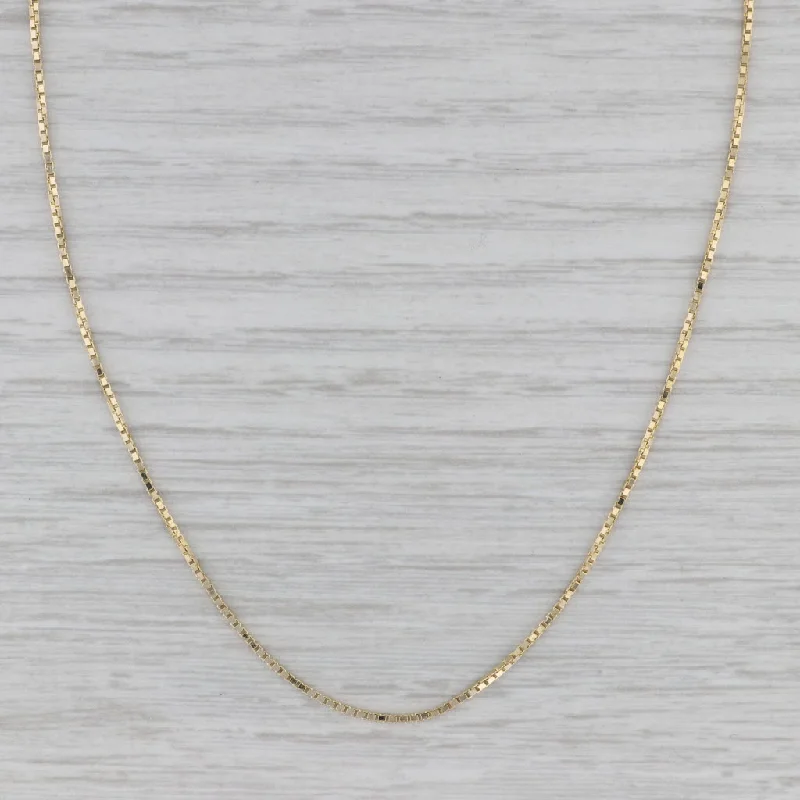 women's long pendant necklaces-20" Box Chain Necklace 14k Yellow Gold 1.1mm Lobster Clasp