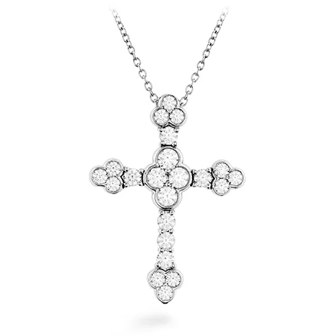 women's bold necklaces-Hearts On Fire Effervescence Cross Diamond Necklace