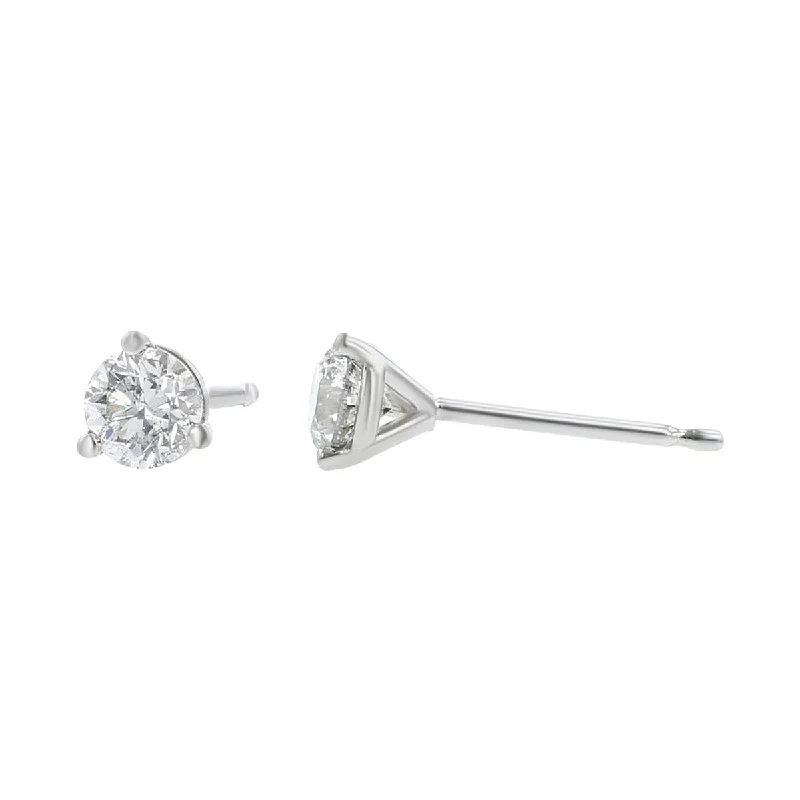 women's dangle earrings-14K White Gold Diamond Stud Earrings