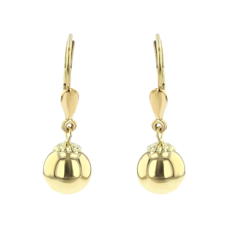 women's silver ear climbers-14K Yellow Gold Ball Drop Earrings with Lever Back