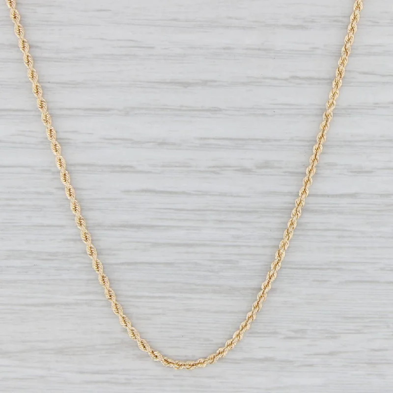 women's silver heart necklaces-18" Rope Chain Necklace 14k Yellow Gold 2mm Lobster Clasp