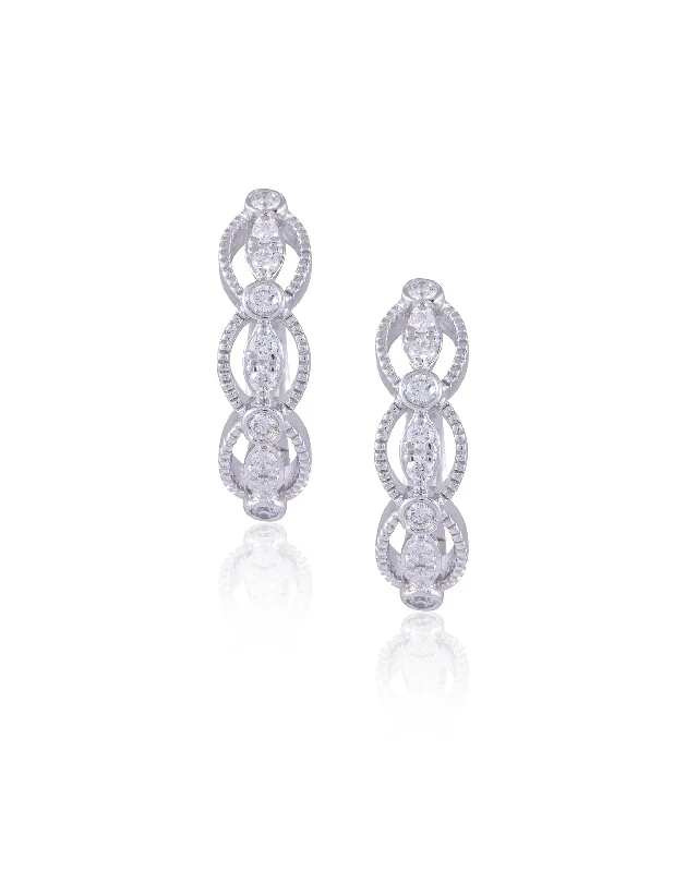 women's bridal earrings-Diamond Long Earrings