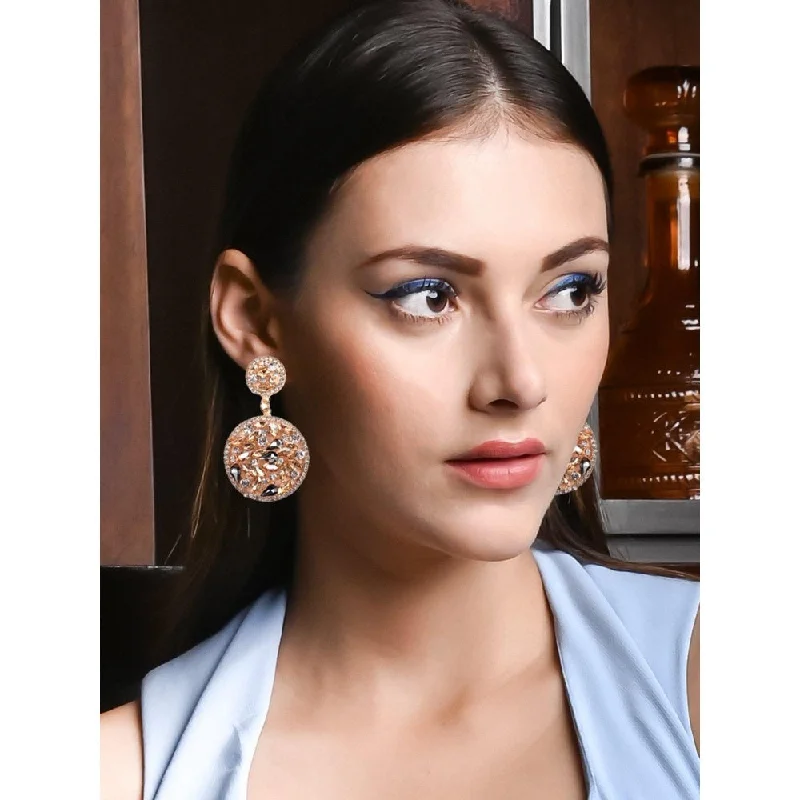 women's pearl earrings-Odette Women Gold Metal Earrings