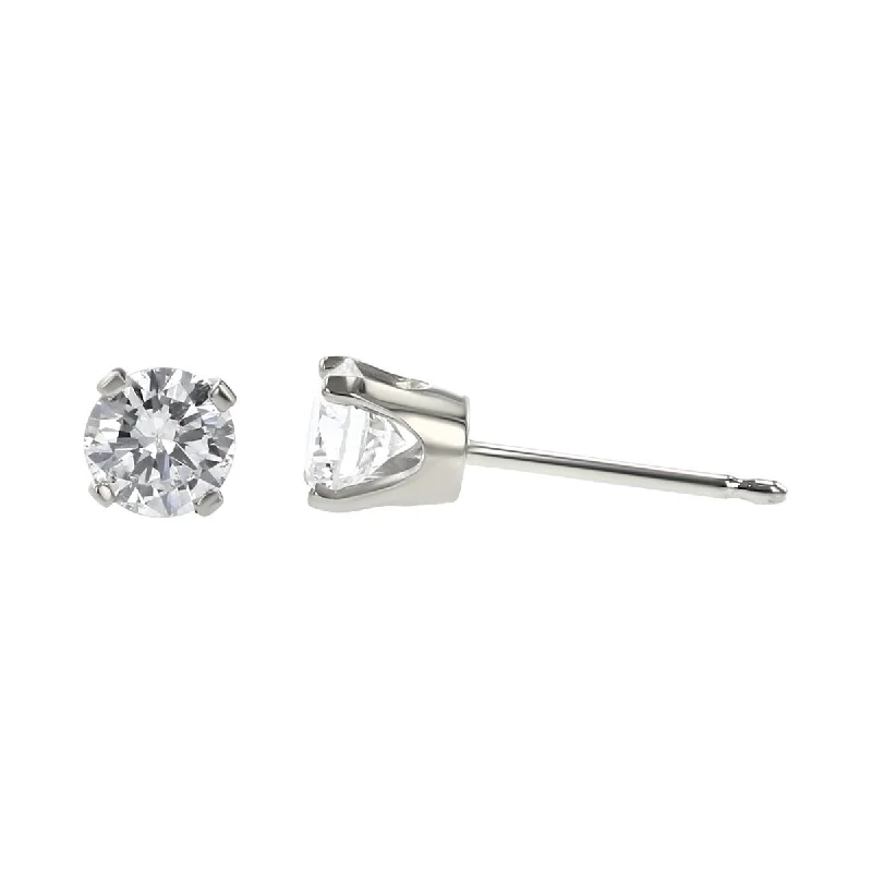 women's pearl earrings-14K White Gold Diamond Stud Earrings