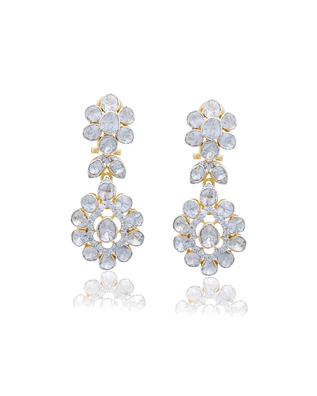 women's boho earrings-Ananya Polki And Diamond Long Earrings