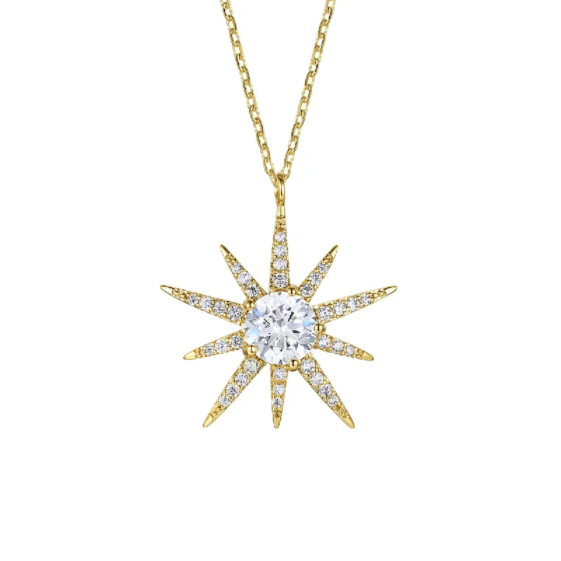 women's diamond heart necklaces-Soleil Starburst Pendant Necklace