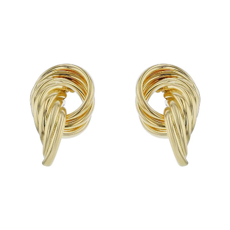 women's matching earrings sets-14K Yellow Gold Tubular Sweepback Earrings