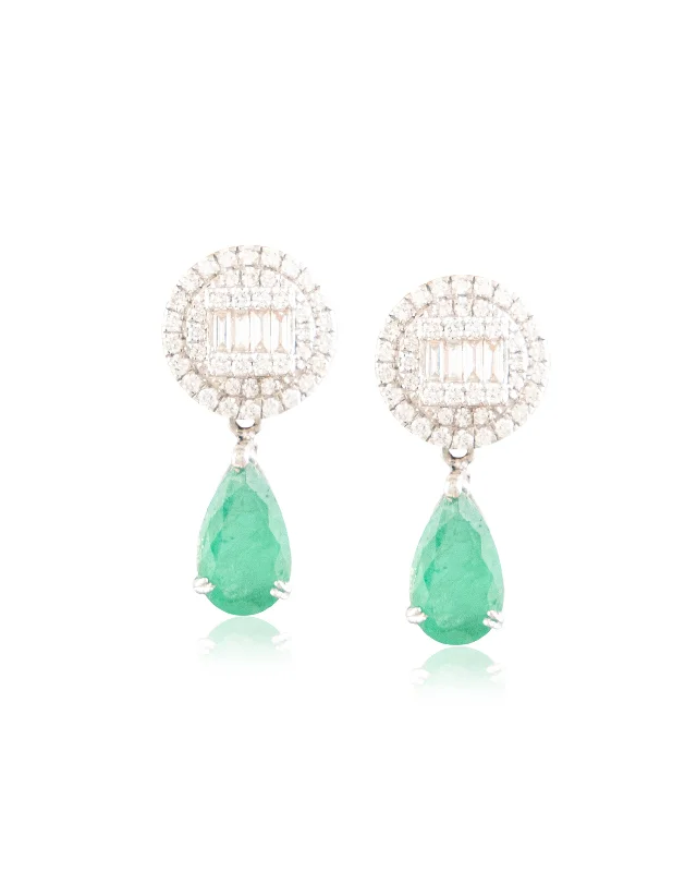 women's turquoise earrings-Diamond Long Earrings