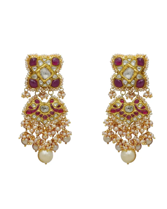 women's diamond stud earrings-Rambha Polki Long Earrings