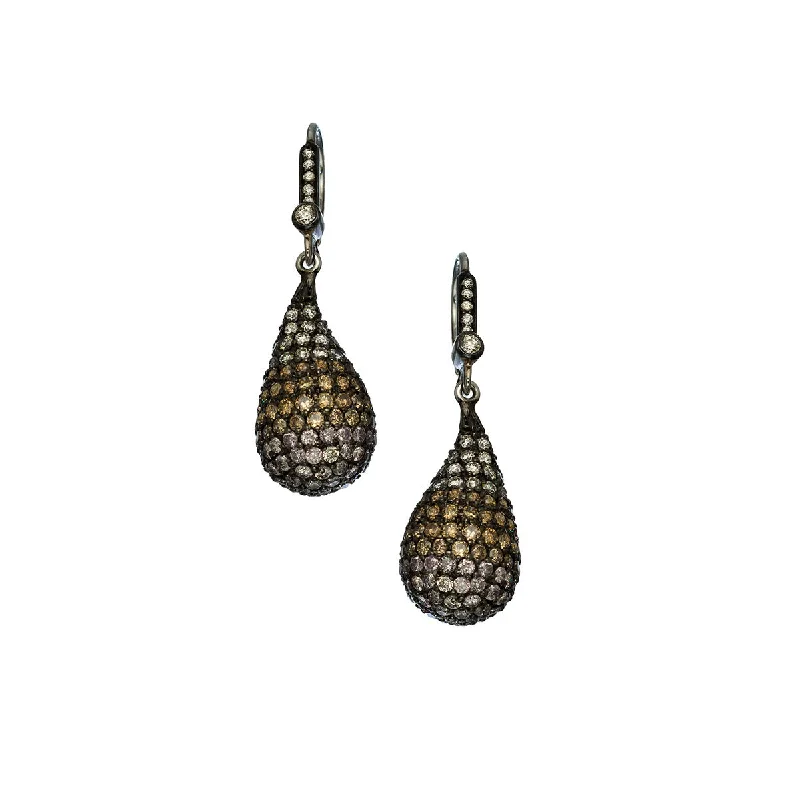 women's diamond earrings-18K Black Gold Ombre Drop Earrings