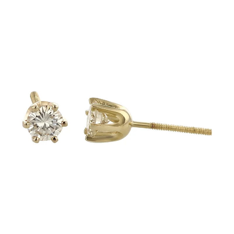 women's matching earrings sets-14K Yellow Gold 0.60-Carat Diamond Stud Earrings