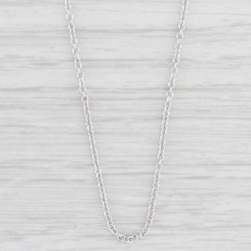 women's minimalist necklaces-Cable Chain Necklace 14k White Gold 15.5" 1.5mm Italy Lobster Clasp